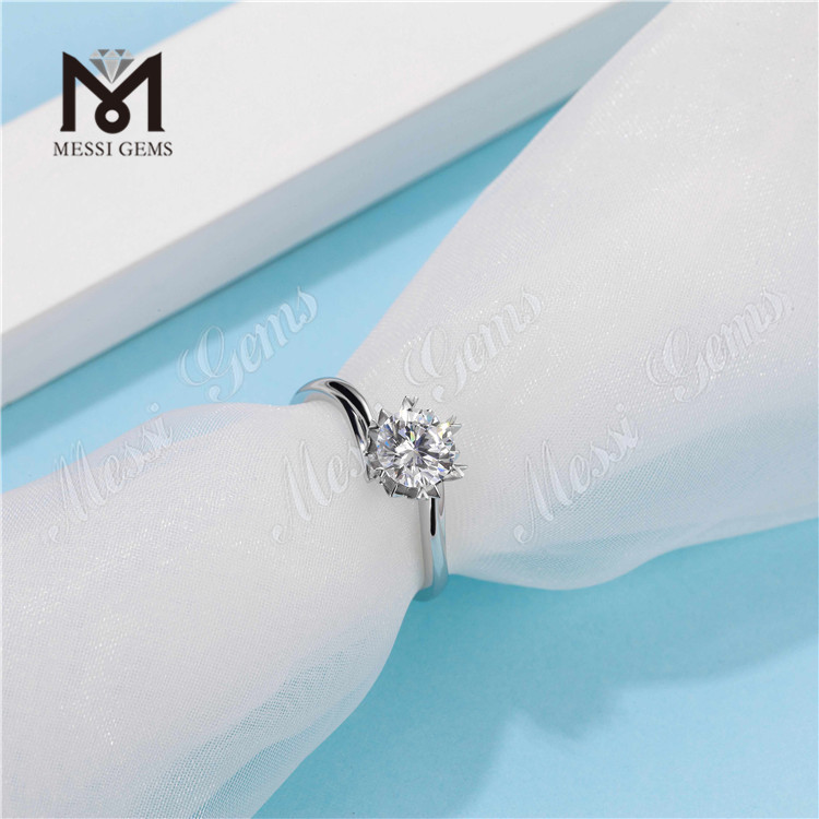 Messi Gems classic 1 carat moissanite diamond 925 sterling silver womens rings