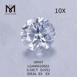 0.58CT D/VS1 round lab diamond IDEAL EX EX