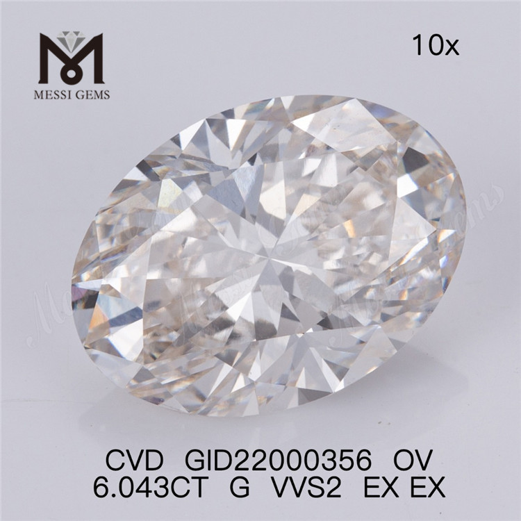6.043CT G VVS2 EX EX 6ct 卸売 CVD ダイヤモンド OV スパークル GID22000356丨Messigems