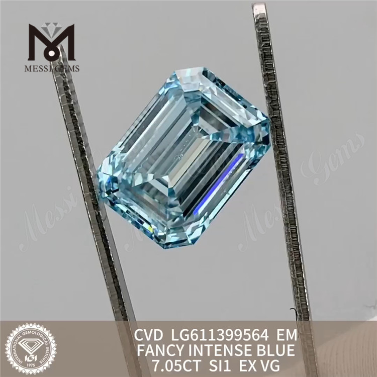 7.05CT SI1 EM ファンシー インテンス ブルー ラボラトリー グロウン ダイヤモンド CVD LG611399564 