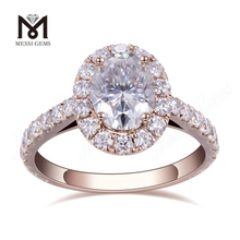 Bague de fian&ccedil;ailles ovale en diamant de style halo en or rose 14 carats 2 carats, mode