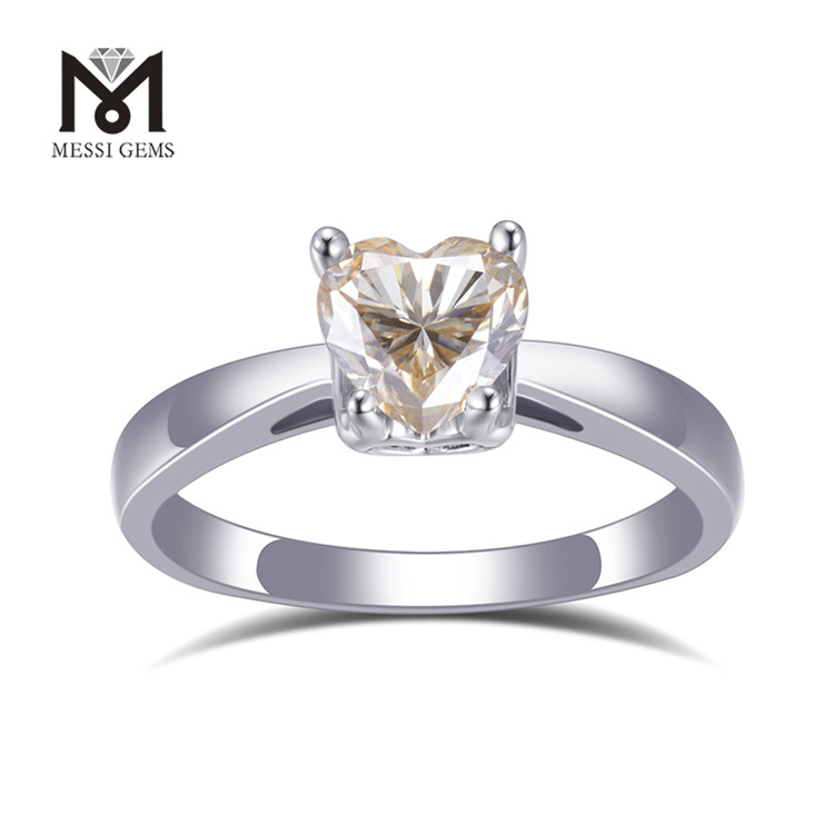 18K guld smykker Champagne Lab Diamond Heart Shaped Engagement Ring